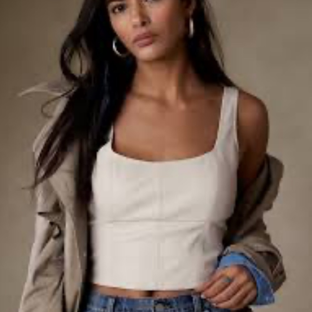 NEW Banana Republic Vegan Leather Bustier Size 8 Cream
